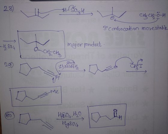 23 Bab 4 në 3o Carbocation morestable -330, -1804 a Imajor product. major product I OCH eth ИН HO4, tho Hg804