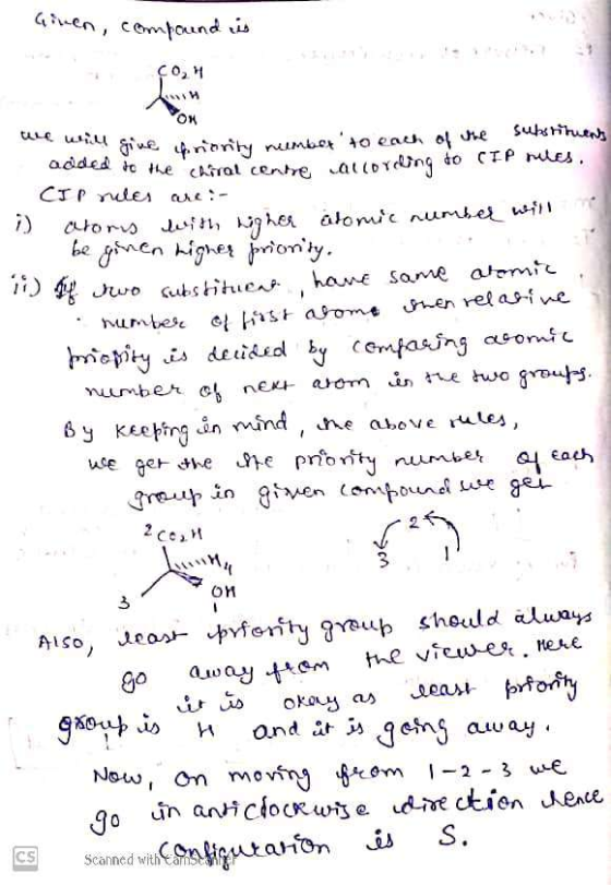 Ginen, compound is ICO we will give priority • give friority number to each of the substituens added to the chiral centre al(