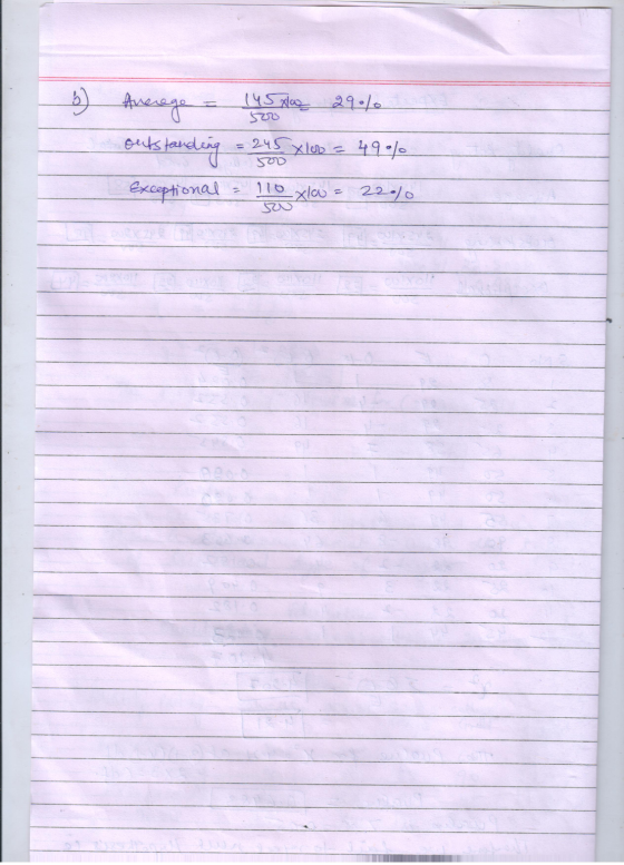 soo b) Average 145 yaz 29.10 entstanding xloo = 49% Exceptional - 110 xlow = 22.10 245 520 sou
