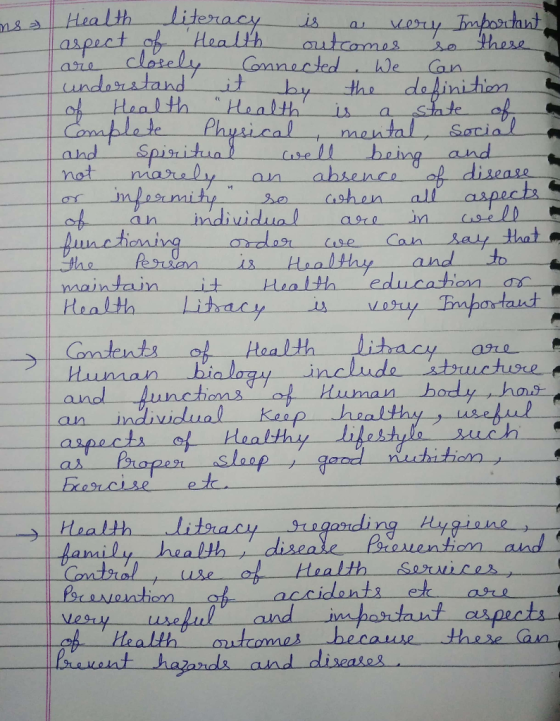 nsa Health literacy is a very important, areect of Health outcomes so there are closely Connected. We Can understand it by th