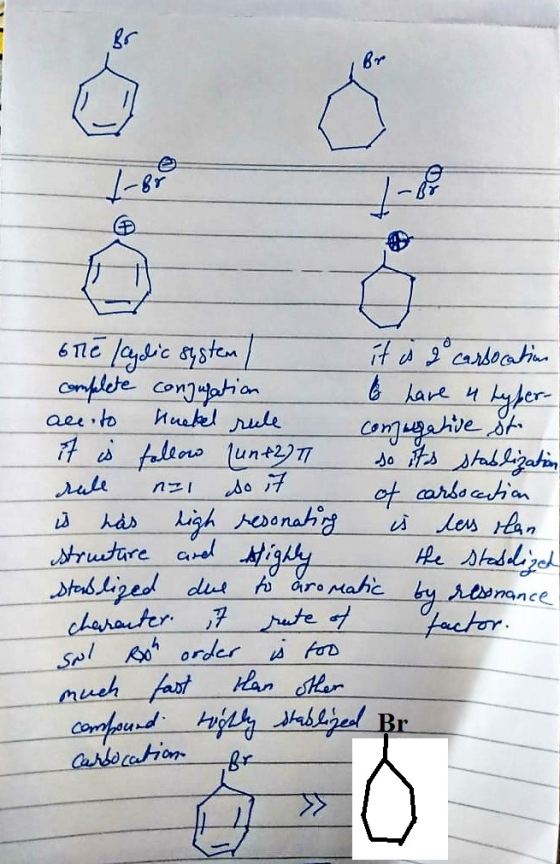 Br Br 1-80 to have 4 typer- ale to n! So if in the cylic system it is do carbocations complete conjugation Kuckel rule comega