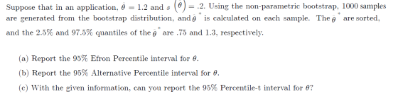 Suppose that in an application, ô = 1.2 and s ©). = .2. Using the non-parametric bootstrap, 1000 samples are generated from t