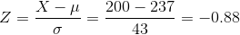 -u Z = 200 – 237 -= -0.88 43