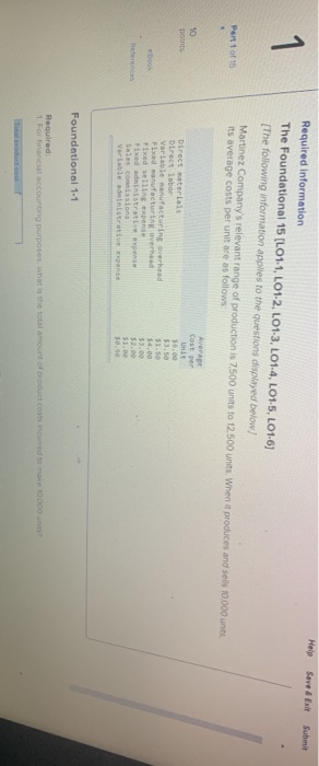 Help Save a Subm 1 Required Information The Foundational 15 (L01-1, LO1-2, L01-3, L01.4, L01-5, LO1-6) {The following informa