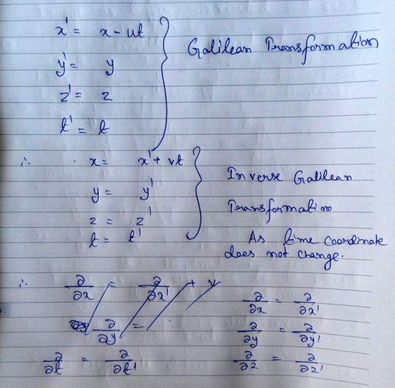 + a-ut Galilean Dransform alion y za z t = b X- xt vt 1 ly 1 2 2 인 In verse Galilean Tears for malim As time Coordinate dees