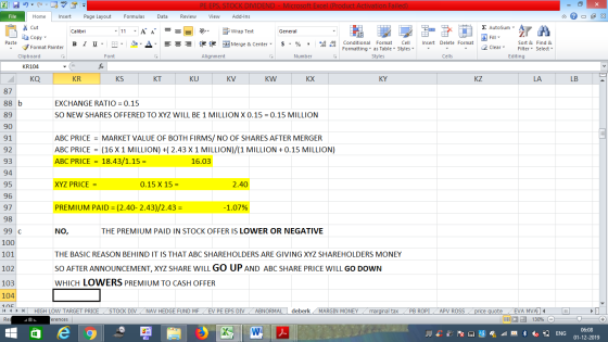 PE EPS, STOCK DIVIDEND - Microsoft Excel (Product Activation Failed) View Add-Ins File Home Insert Page Layout Formulas Data