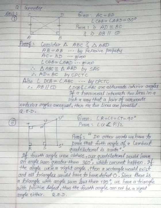 D Given.. Ac=BD by cPCTC Such q way that a blit alternate E-D rIn othes words we have o a Lambert quadnlateral is aite zourt