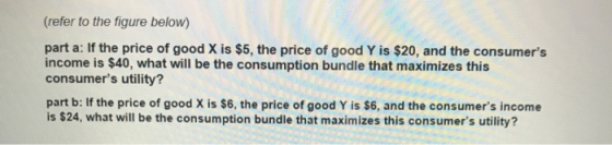 (refer to the figure below) part a: If the price of good X is $5, the price of good Y is $20, and the consumers income is $4
