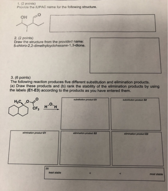1. (2 points) Provide the IUPAC name for the following structure. он 2. (2 points) Draw the structure from the provided name: