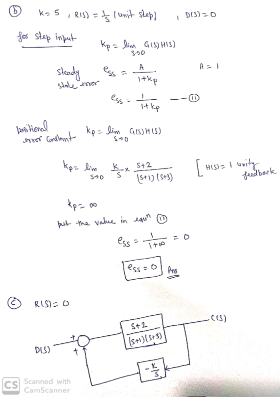 © K-5 ; RIS) - 5 lunit step] 015)=0 for step input - Kp = lim G15) HIS) 520 AR! Sledy na pe state enor It ke basitional lim G