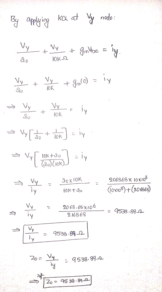 By applying Kch at y node: Vy Ny + galbe = y So JOKI iy Vy So + Vy IOK + In(0) → Vy do M Vy lok + jy Vy [to + yox] = iy + ܠ V