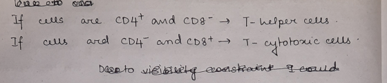 lela olo oo If If cells cells are CD4+ and cost and co4 and CD8+ → T-helper cells. To cytotoxic cells. Dace to visibility coa