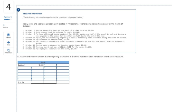 Required Information The following information applies to the questions displayed below.] Part 2 of 3 Rocky owns and operates