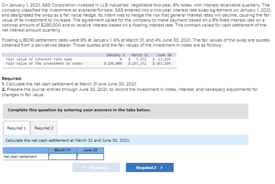 On January 1, 2021, S&S Corporation invested in LLB Industries negotiable two-year, 8% notes, with interest receivable quart