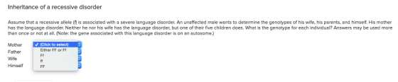 Inheritance of a recessive disorder Assume that a