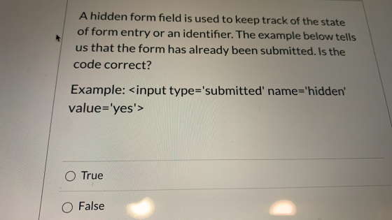 A hidden form field is used to keep track of the state of form entry or an identifier. The example below tells us that the fo