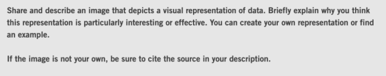 Share and describe an image that depicts a visual representation of data. Briefly explain why you think this representation i