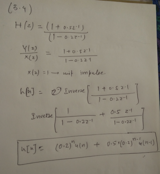 13.4) H/2) (1+ +0.52-1) 11-0.22-1) (12) X(2) 1+0.52-1 1-0.221 X(2) = 1 - mit impulse I to.52-1 h[n] = ♡ Inverse 1-0.22-1 0.5