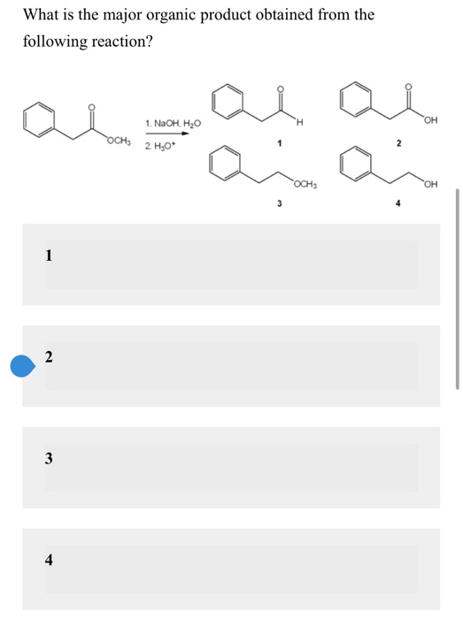 What is the major organic product obtained from the following reaction? as hermosas as 1. NaOH, HAO OCH 2 H2O N air an