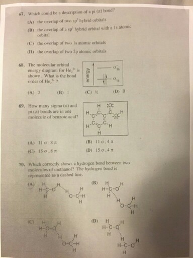 Which could be a description of a pi(pi) bond? Th