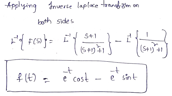 Applying tverise laplece ran tar*bm orn both sides CoS e Sin