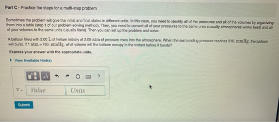 Part C- Practice the steps for a multi-step problem Sometimes the problem will give the initial and final states in different