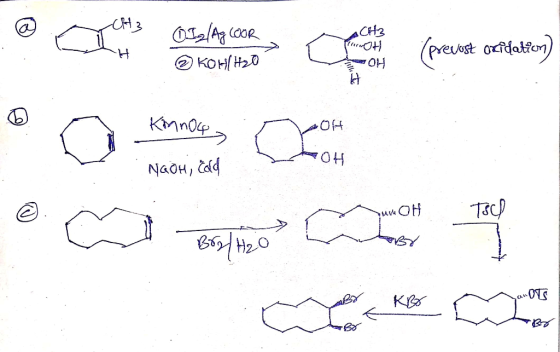 - CH3 OI/Ag Coor KOH(H20 POH (prevost oxidation) OH OH NaOH, Cold uno
