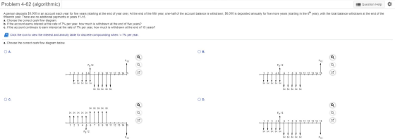 Problem 4-62 (algorithmic) Question Help A person deposits $3,000 in an account each year for five years (starting at the end