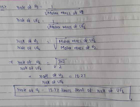 rate of H2 = UMolar mass of 42 rate of ufo = L Molar mass of uff rak of H2 12 rate of UF V Molar mass of off Molar mass of 2