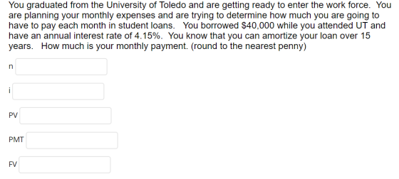 You graduated from the University of Toledo and are getting ready to enter the work force. You are planning your monthly expe