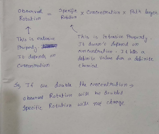 Observed- Rotation 형th Rotation This ろ intensive Propert Tt doen/E depend om eon centration t his a This is entorsive Comeent