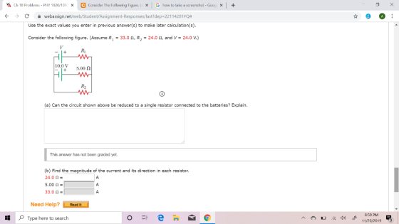 1 Ch 18 Probleris - PHY 1020/109 x C Consider the following Figure 1 x G how lo lake a screenshol - Goog x + - x E → C webass