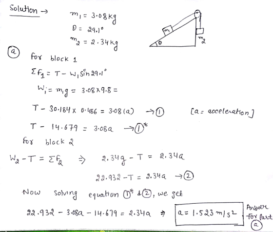 Solurion--) 3.08K m าทุ fot block 1 Ca accelerahon fo block 22.932-T. 2.3ча Nowg equahon