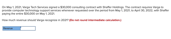 On May 1, 2021, Varga Tech Services signed a $30,000 consulting contract with Shaffer Holdings. The contract requires Varga t