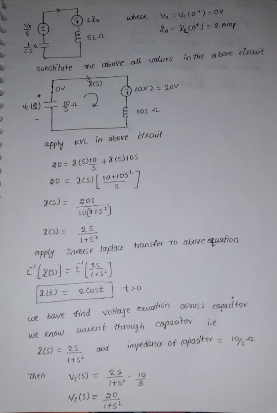 where co Vo=Vclot)=ov 20 = &Cot) = 2 Amp 31 & SLR to in the above ciecuit. substitute the above all values c ov 205) ov 25 10