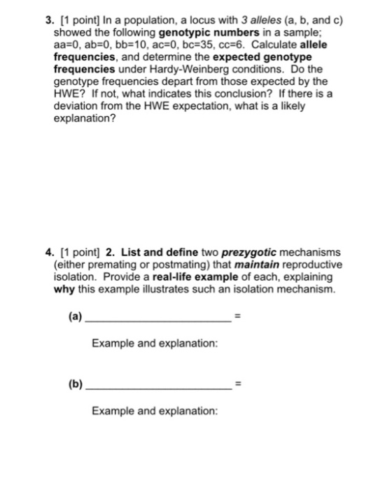 In a population, a locus with 3 alleles (a, b, and