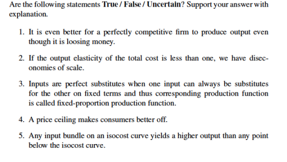 Are the following statements True / False / Uncertain? Support your answer with explanation. 1. It is even better for a perfe