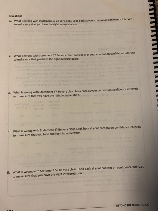 Questions What is wrong with Statement 1? Be very clear. Look back to make sure that you have the right interpretation. 1. at