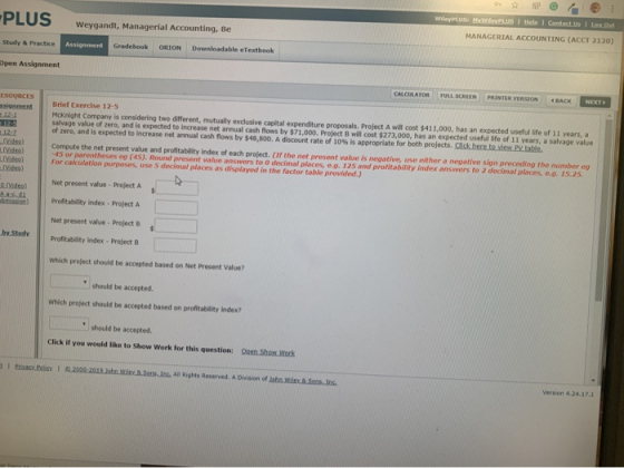 Wiley S tele Contact Us Louw PLUS PLUS Weygandt, Managerial Accounting, Be MANAGERIAL ACCOUNTING (ACCT 2120) tudy Practice As