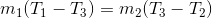 m_{1}(T_{1} - T_{3}) = m_{2}(T_{3} - T_{2})