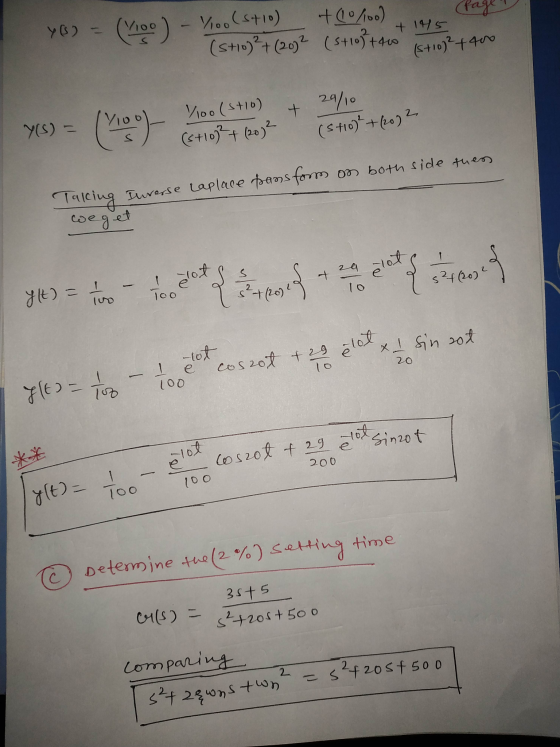 6 24 The Transfer Function For A Second order System Is 35 5 32 20s