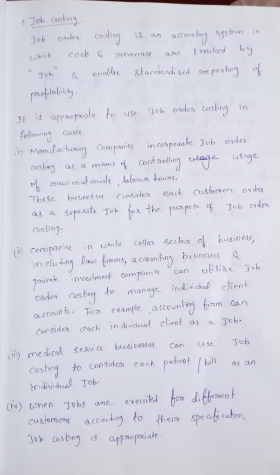Job Costing: codking acroin hong ystem in trackked by Dndes Job १ ) coos & which gevenuep enalles standandi zed re poabing f