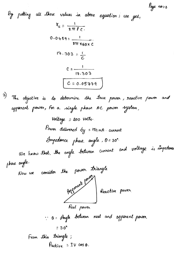 Page nors 1. By putting all these values in above equation; we get, te - 2 T F C. 0.0459: _! 27T X60XC 17.303 - с. т 19.303 C