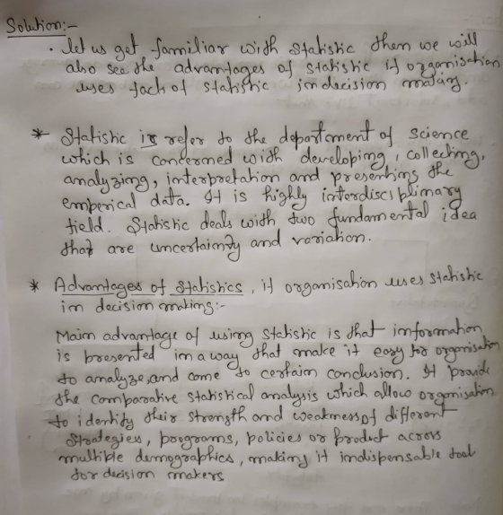 Soluion: -Stalishe iT.oe.γ do dk debatimert 어 science dha are urces ai๓ty and vama),on x Adomtages on) im decisiom omalimg Maon advomng( 어 lubimy stchshc.is Rst jmF00mahenk- do ama amd Come o cestaim conclusion dor deisi rn makes