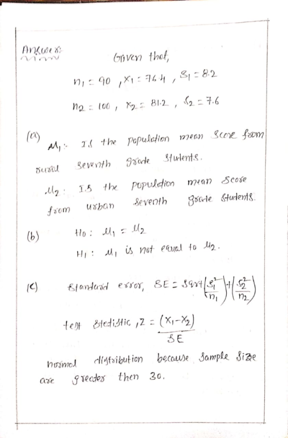 is not etal to 42 เว 3 E mol digfoilbution becoue Somple ize ave ecdox then 30