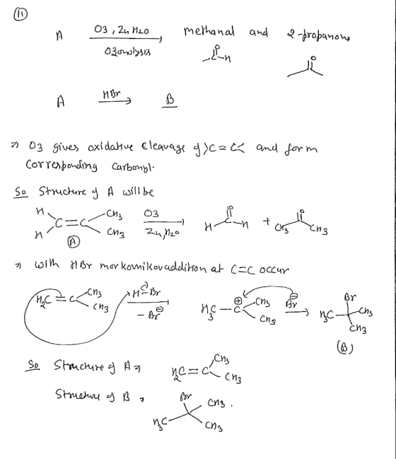 methanal and 2-ropanon O3 , 2n MLo A 03onl И br A 03 give oxi datue Eleavag ^)c2 C amd Jor m Correboding Carbonl So Struchure