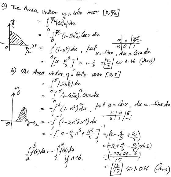 a) The Area Under me lose over [0, I/2] gay = Sterilor b . ºg (n- sinz) Cez du alolos of f = {a-u) de, but not 2- you por u=