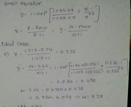 Giver equation, 1 + 54.4% 24-1 y = l-exp 0.5 11 + 117. 2x R-Rmin N-Nmin ya Rt1 NAI Ideal cases: 1.217-0.716 = 0.226 a) 2 1.21