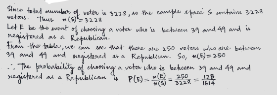 vetors. Thus m(s) = 3228 as a Since total number of voter is 3228, so the sample space s contains 3228 Let E be the event of