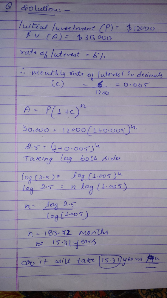 Solutlou: luitial lawatment.CP) :ー令12c0o est Cc) 12c0 000 1200o005 Taking log hoth sio